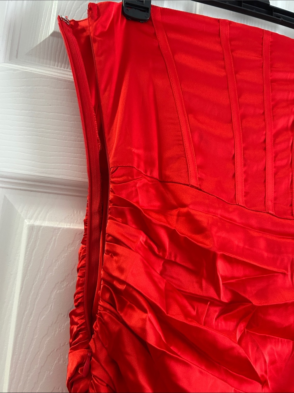 Strapless Red Ruched Mini Dress - Picture 5 of 6